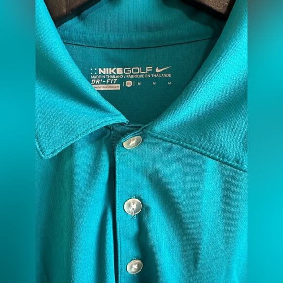 Nike (TWO) Golf Dri-FIT Polo Men Medium Dark Gray And Teal Blue Collared Adult - Picture 10 of 16